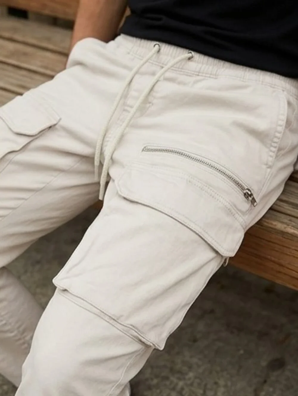PacSun Men's Light Beige Utility Cargo Pants Size M
